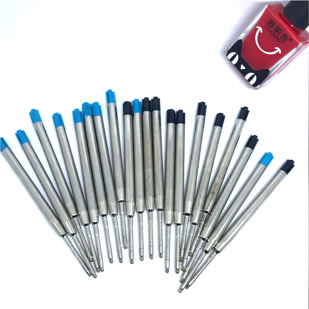 10pcs 1MM Metal Ballpoint Pen Refills DIY Blue Black Ink Medium Roller Ball Pen Office School Stationery Gift Dropshipping