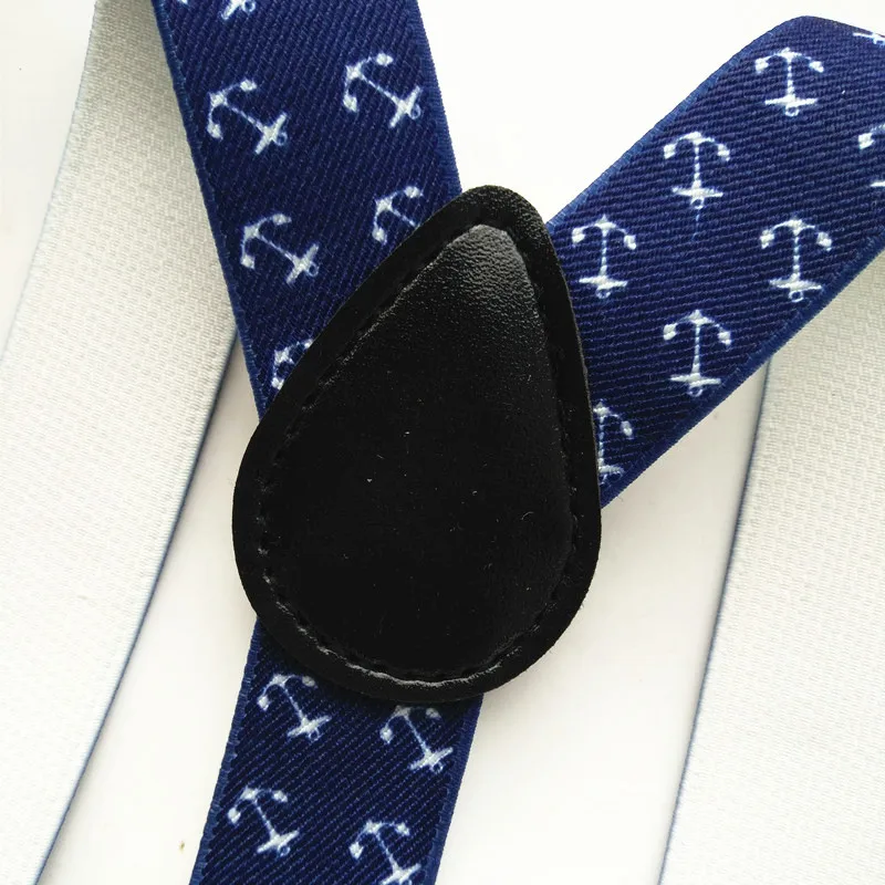 Tirantes para hombre con estampado de ancla de Color azul marino de 2,5 CM de ancho, tirantes con espalda en Y para niños y adultos, 4 tamaños