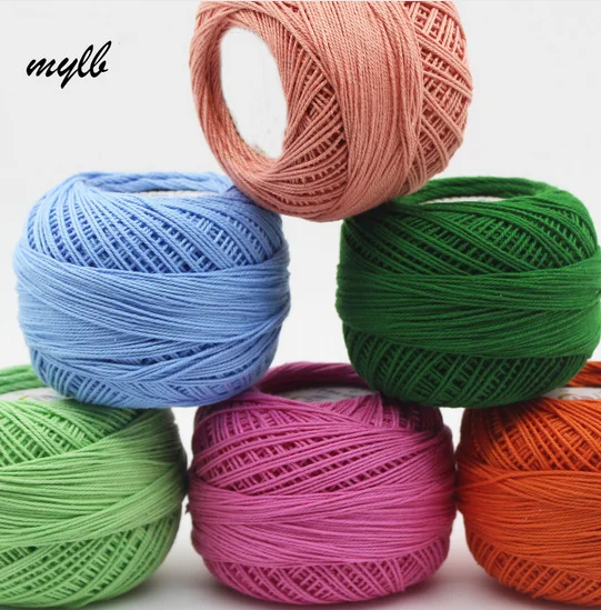 mylb 10balls=500g 3#Lace Yarn 100% Cotton Yarn for Crocheting Fine Combed Yarn Using 2.5mm Crochet Yarn