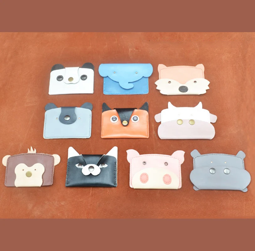 10sets/lot mixed design animal design pvc leather craft card holder template sewing cut pattern