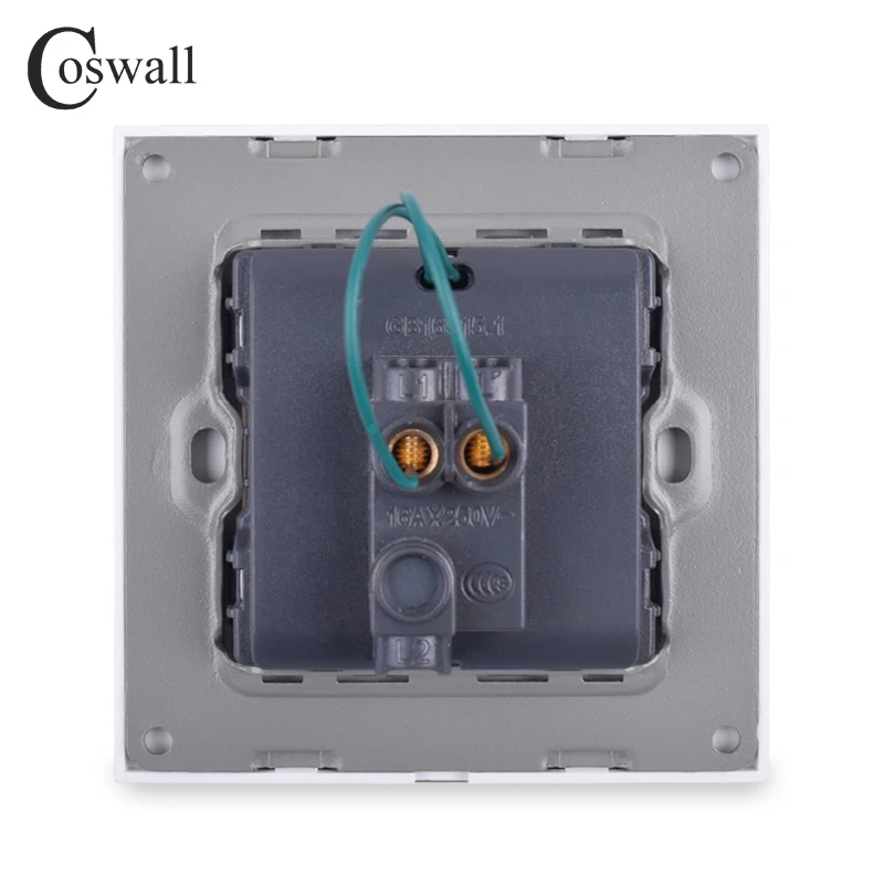 Coswall Luxury Crystal Tempered Glass Panel 1 Gang 1 Way Light Switch On / Off Wall Switch With LED Indicator 16A AC 250V