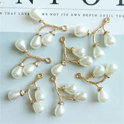 10Pcs Alloy Pearls Pendant Accessories Creative Gold Buttons DIY Crafts Ornaments Handmade Jewelry Earrings Choker Hair Material
