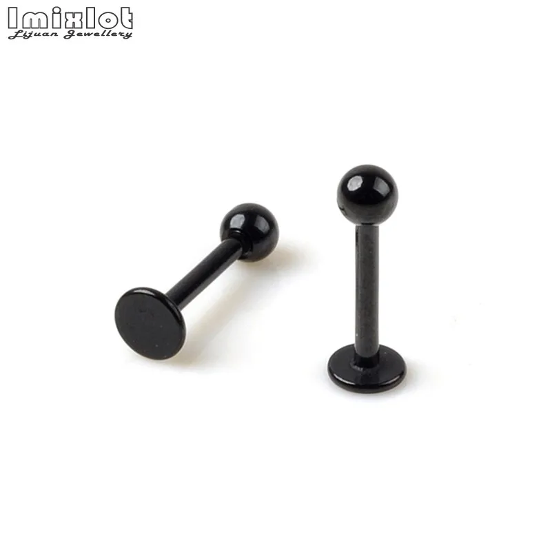 Wholesale 10Pcs/lot Stainless Steel Lip Piercing Spherical Labret Lip Rings Plated Black Body Piercing Tragus Jewelry Unisex