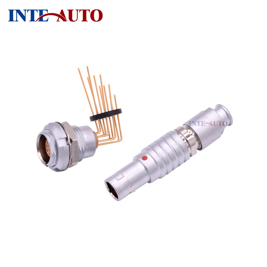 

1B Series 10 Pins Connector,Metal Male Wire Plug,Receptacle with Elbow PCB Contacts,FTGG.1B.310 EZCG.1B.310.CLV