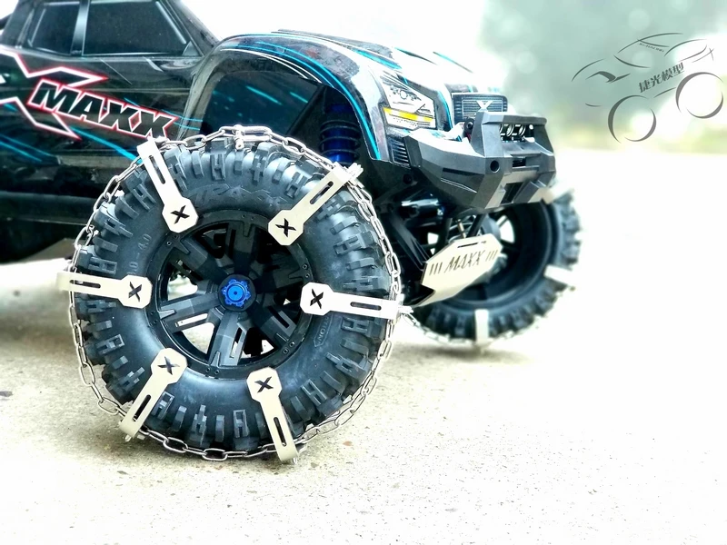 Snow Chain Anti Skid Chain Tread Ice Snow Skid Resistance for 1/5 Traxxas X-maxx Truck Wheel