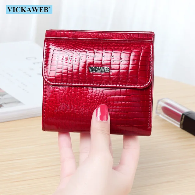 VICKAWEB Mini portfel damski portfele z prawdziwej skóry moda aligator Hasp krótki portfel kobiece małe damskie portfele i torebki 209