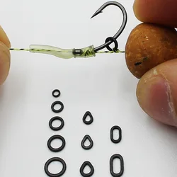 50 pçs acessórios de pesca da carpa equipamento anéis redondo oval lágrima gota cabelo equipamento blow back rig micro anel terminal equipamento final