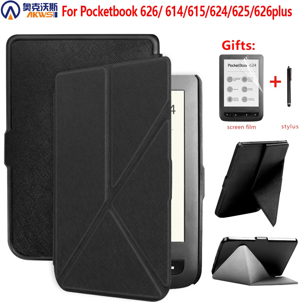 PU Leather Case for Pocketbook 626 614 Plus 615 624 625, Protective Cover for Pocketbook Touch Lux 3 Ruby Red 6