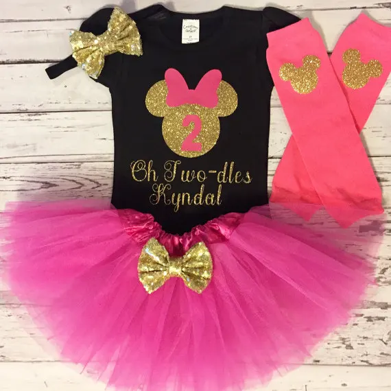 custom fushia and Black mouse birthday bodysuit onepiece Tutu legwarmers toodles Outfit Set baby shower party favors