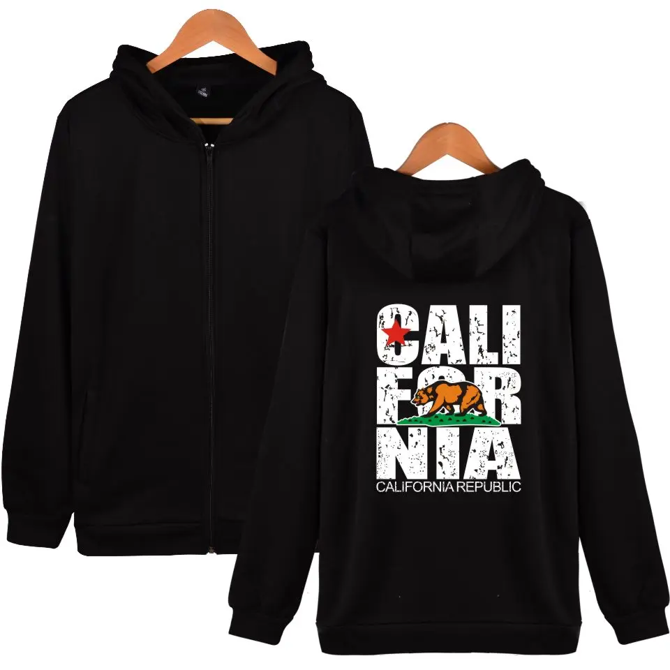 

California Hooded Hoodies Men Sweatshirt Winter Fashion USA California Flag Bear Hoodie Boys Harajuku Casual Jacket Coat Clothes