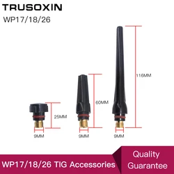 Acessórios para máquina de solda tig wp17 w26 wp18 tig, cabeça de maçarico curta, médio, longo, tampa traseira com anel o