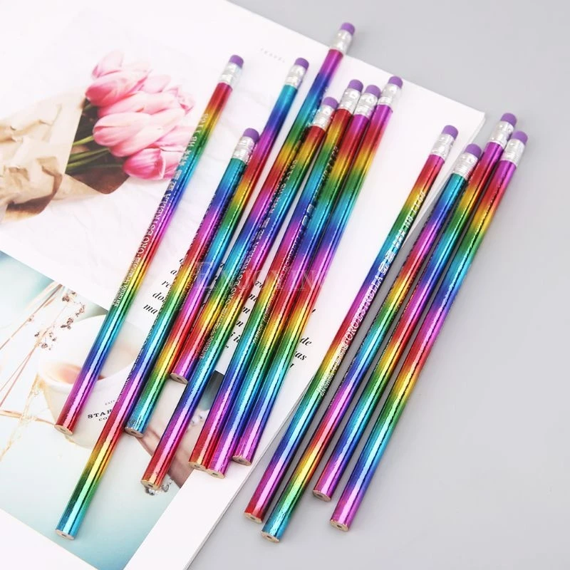 Crayons en bois arc-en-ciel, 12 pièces, couleur vive, Protection de l'environnement, pour dessin, peinture, école, bureau, stylo d'écriture