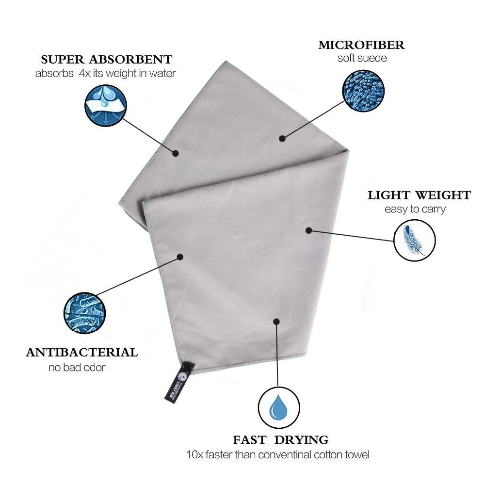 FIRELION-Toalha de Microfibra, Toalhas Esportivas de Secagem Rápida, Ultra Absorvente, Viagem, Camping, Ginásio, Ioga, Praia, Banho, Ciclismo