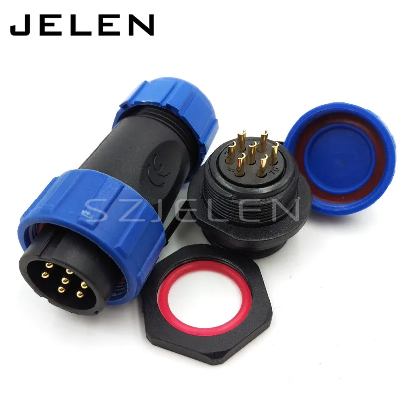 SP21 7pin cable connector wire connector ip68 connector electrical connector waterproof  7 pin plug socket