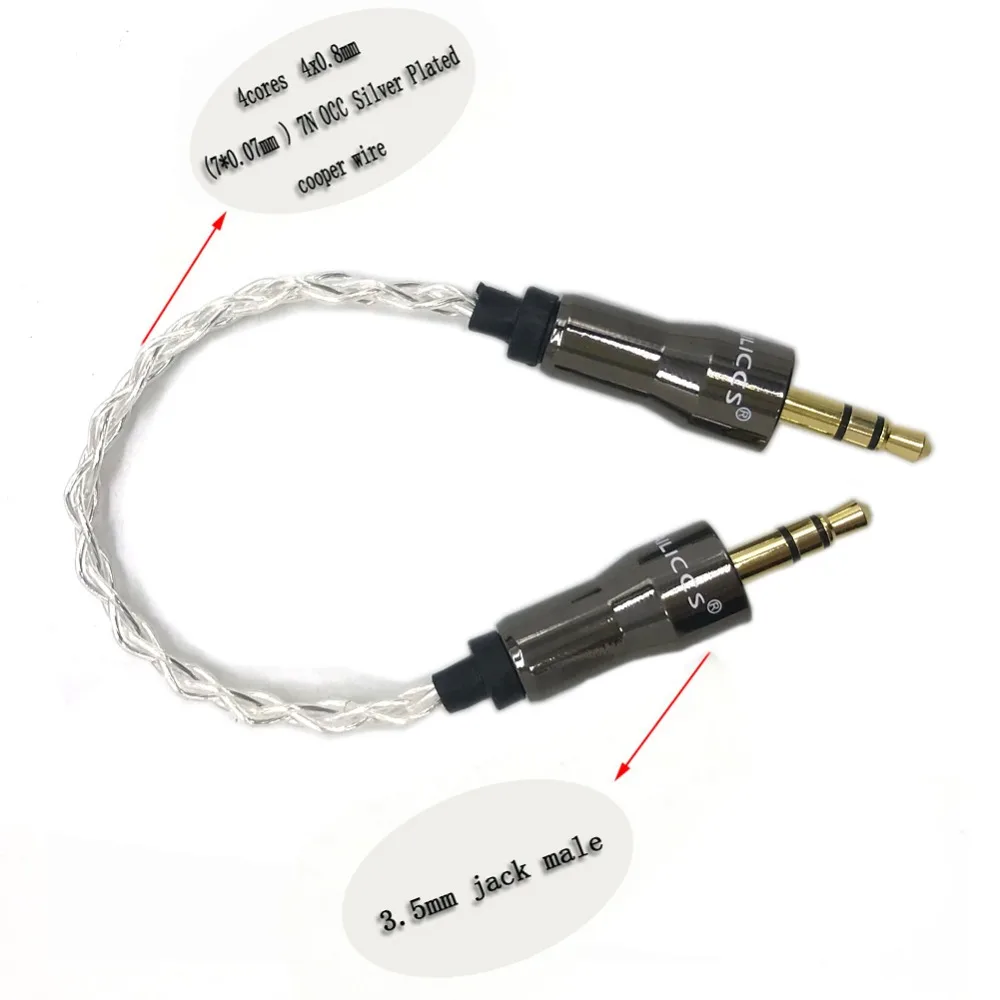 Haldane 10 cm da 3,5 mm a 3,5 mm 4 core 7N OCC Placcato argento 3,5 mm Stereo Audio Hifi Audio Cavo AUX per auto