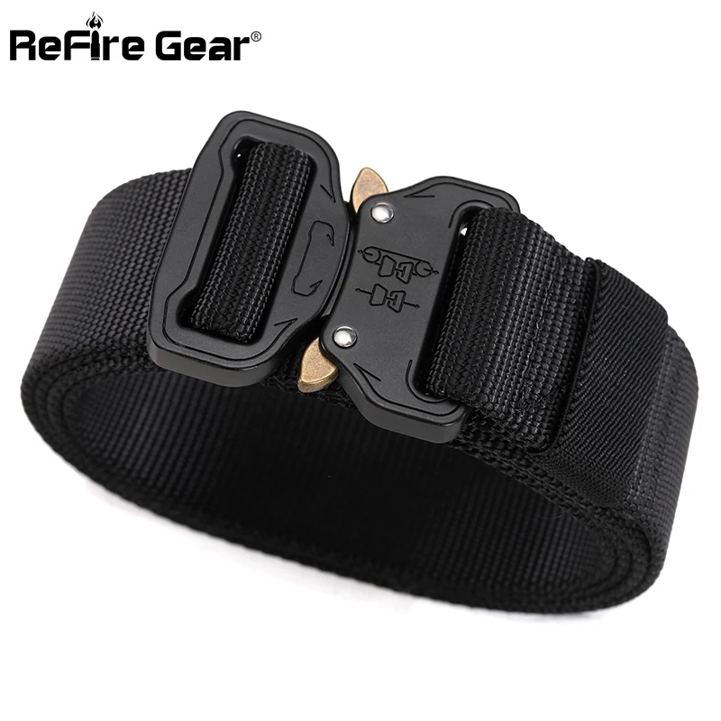 ReFire Gear-cinturón táctico de combate militar para hombre, de liberación rápida hebilla de Metal, cinturón del ejército SWAT de alta resistencia, cinturón de cintura de nailon duradero de 3,8 cm