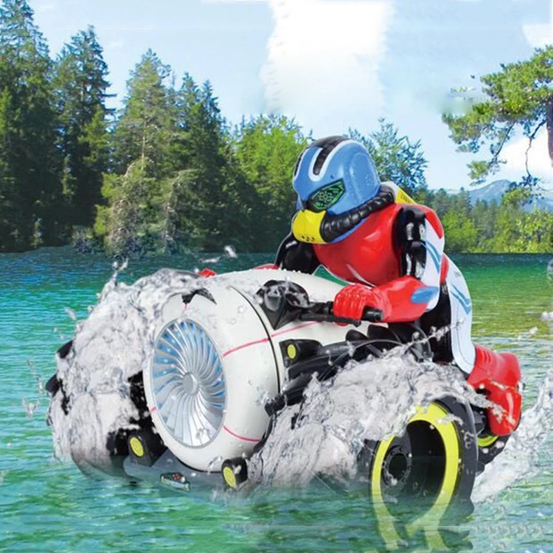 2.4G RC Car Dirt Bike Rock Crawler Amphibious Radio Control Motorcycle Stunt Racing Vehicle Model Light Electric Hobby Toys