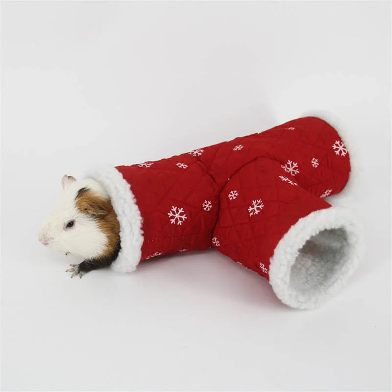 Mini Hamster Squirrel Three Tunnel Toy Keep warm Tube Hedgehog Chinchilla House Cave Small Animal Accessories Pet Supplies view 2