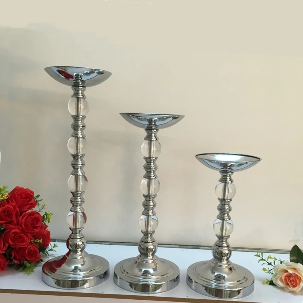 Metal Acrylic Candle Holder Delicate Flower Rack Wedding Centerpiece Home Road Lead Decoration Candlesticks 3 Pieces / Lot