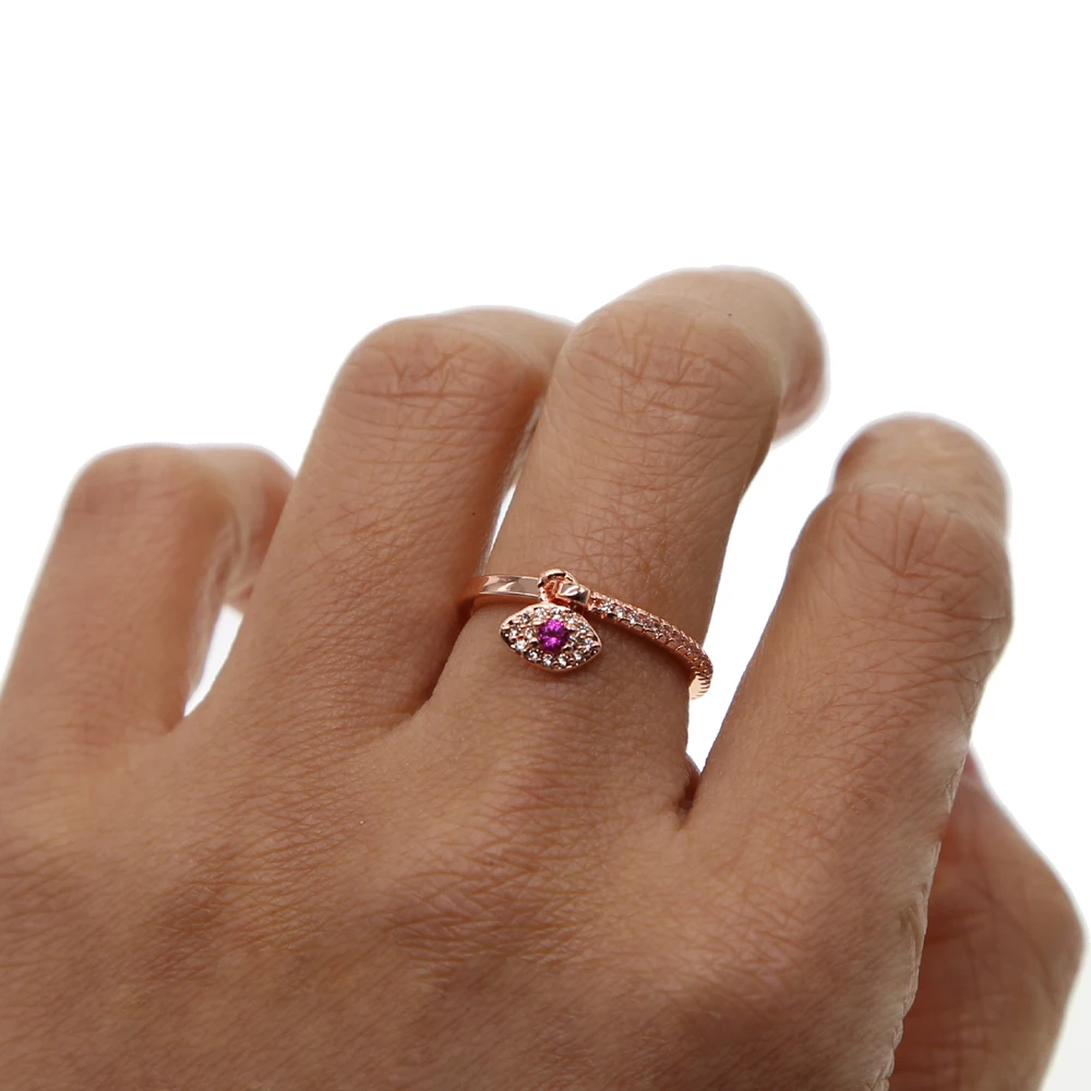 ring for women 2019 latest new design evil eye charm delicate minimal cz band simple minimal cute stacking rings
