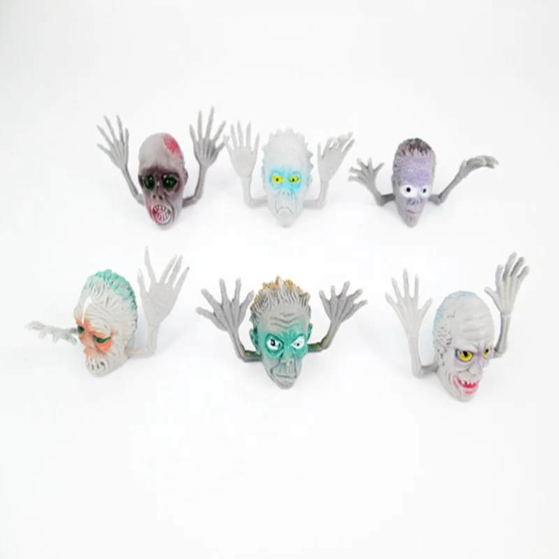 6 pcs Finger Puppets Story Time Kids Funny Toys Party Favors Toy Plastic Puppets  skeleton ghost face Assorted For Children gift