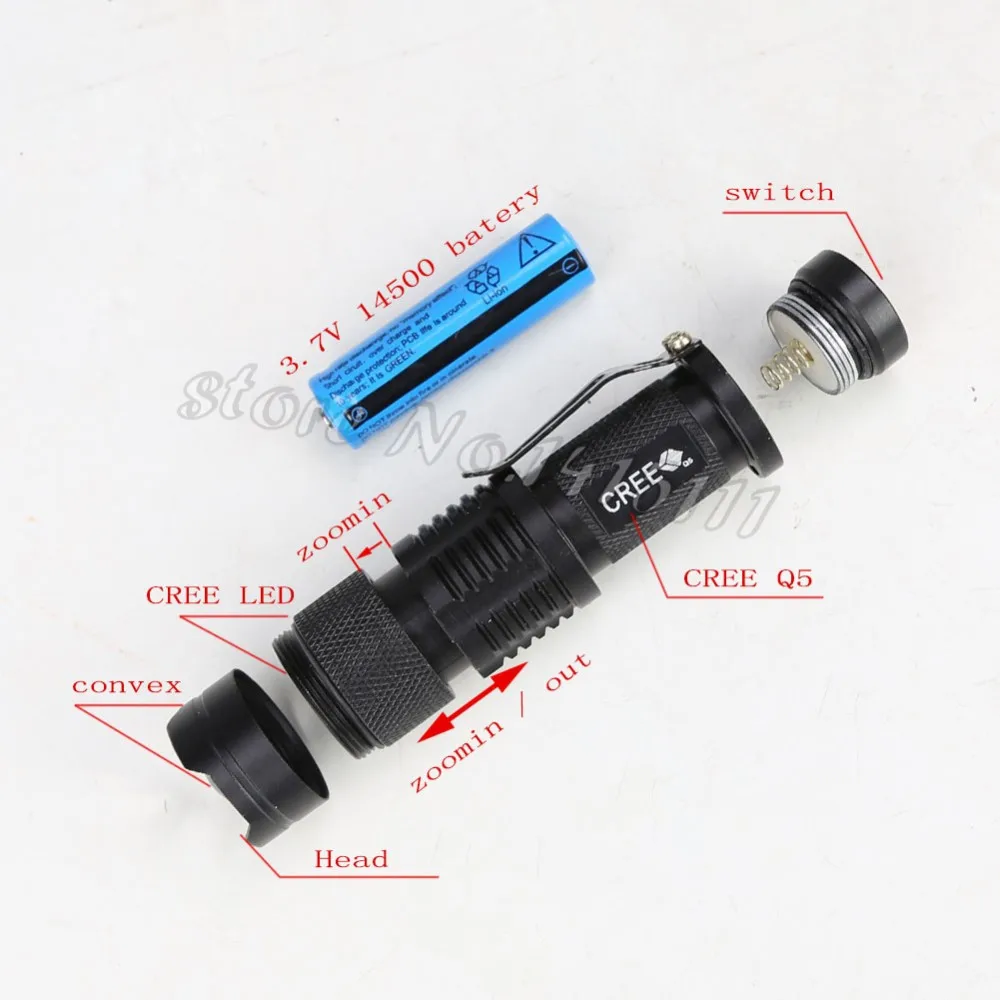 Anjoet LED Flashlight Q5 T6 L2 Mini Portable Torch Adjustable Zoom Flash Light Lamp use 14500 and 18650 battery for Bike light