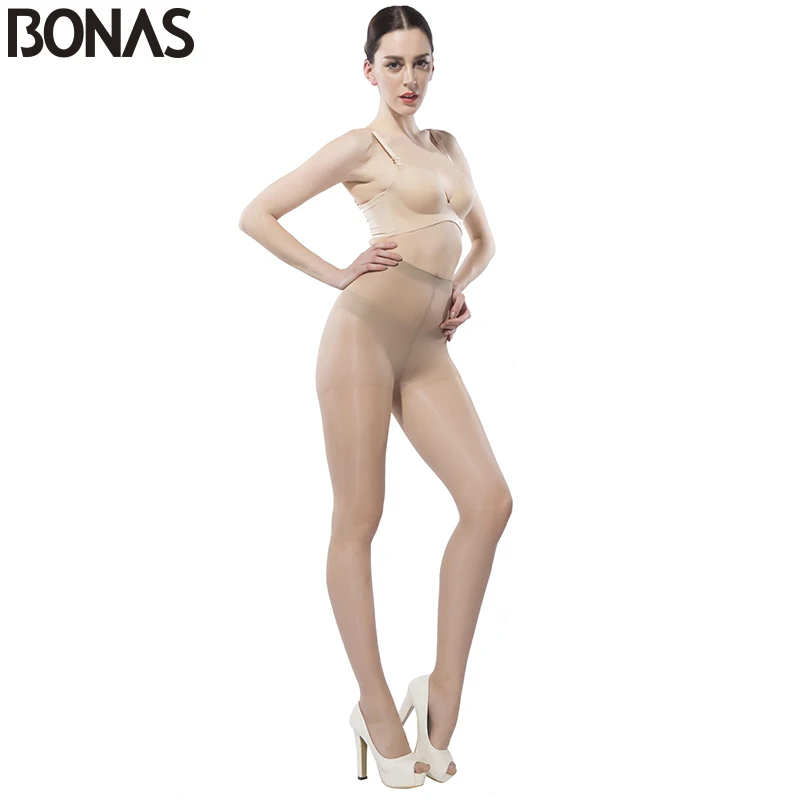 BONAS-女性用の通気性タイツ,透明なパンティー,光沢のあるナイロンストッキング,フック防止,丈夫な女性用パンツ,15d