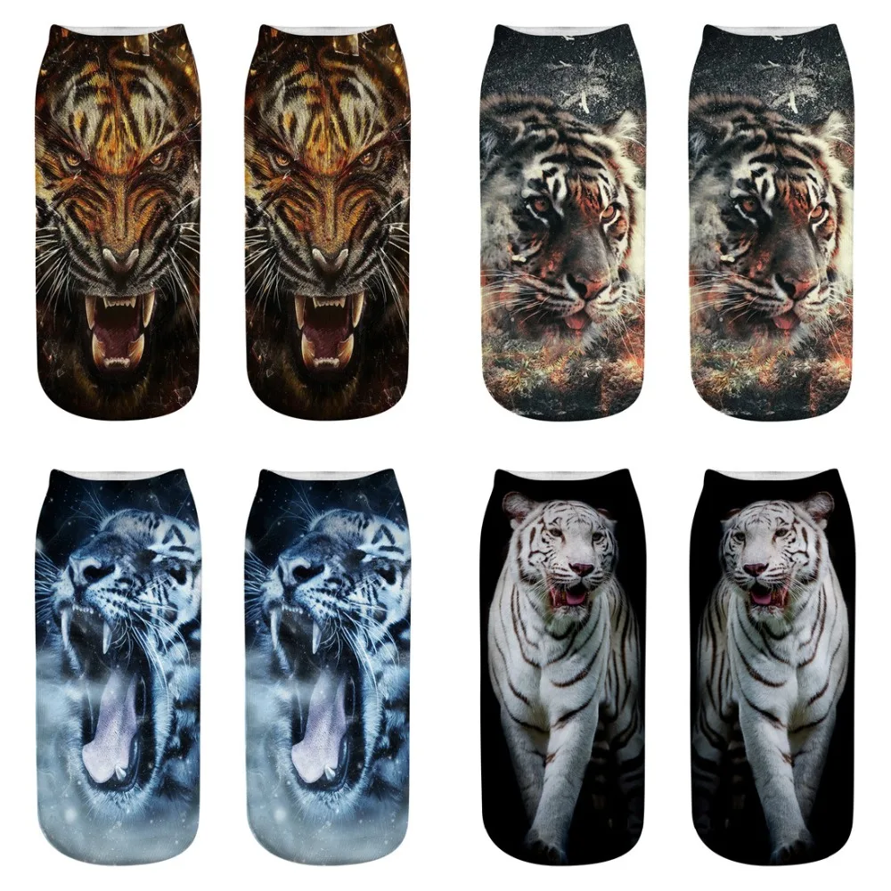 2Pairs/Lots New animal 3d printed socks 3d tiger printed socks printed socks boy girl universal B02