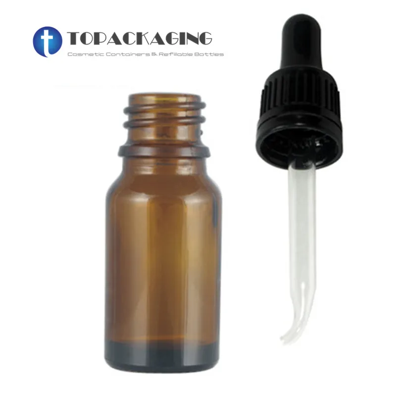 10ML Dropper Bottle,Amber Glass Makeup Essence Oil Sub-bottling,Empty Cosmetic Liquid Container,Small Sample Vials,200PCS/LOT