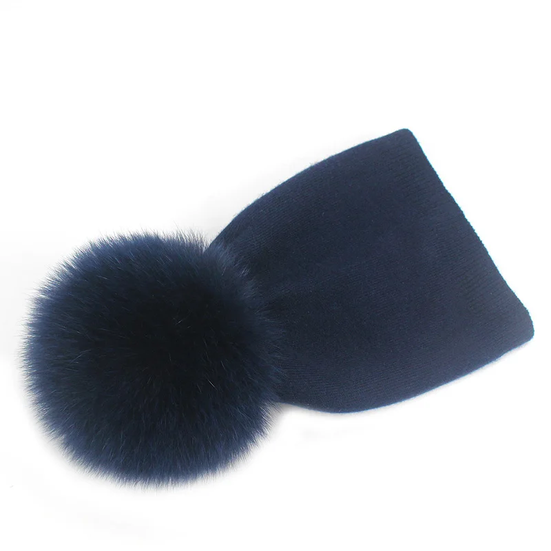 Bambini Inverno Vera Volpe Pompon Cappelli Bambino Bambini Ragazza Solido Berretti Lavorati a Maglia Berretti Spessi Neonati maschi Ragazze Inverno Caldo Cappello Skullies