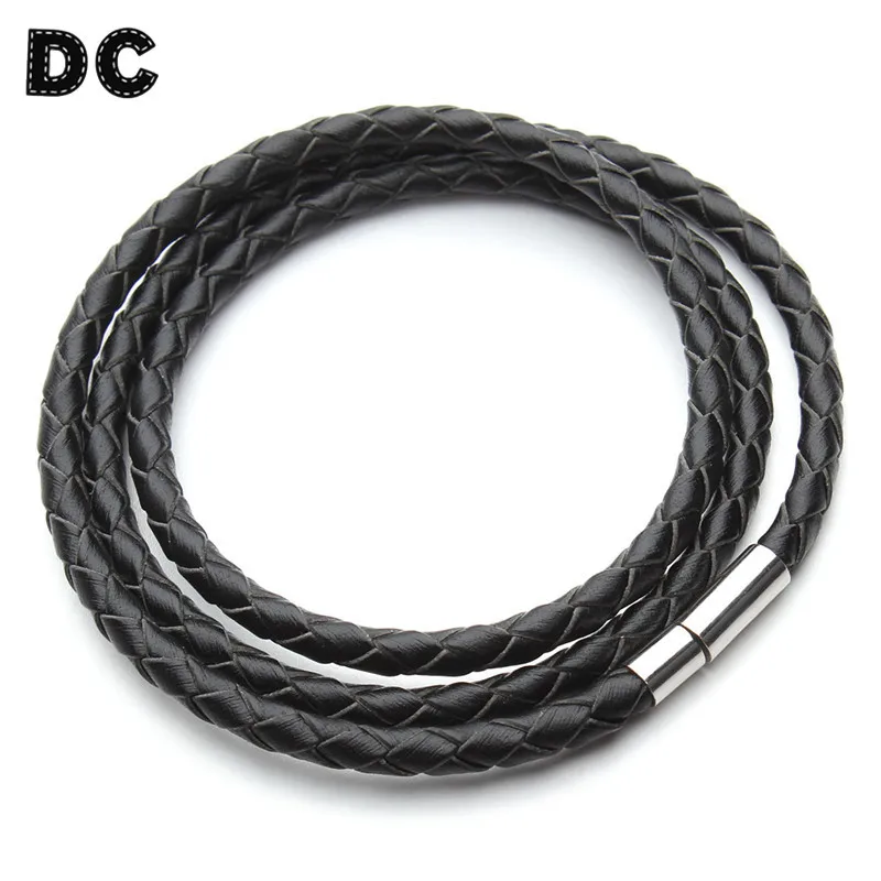 Fashion Black Brown Braid 100% Genuine Leather Bangle Bracelets Cord Wrap with Magnetic Clasp for Men Women Friendship Jewelry