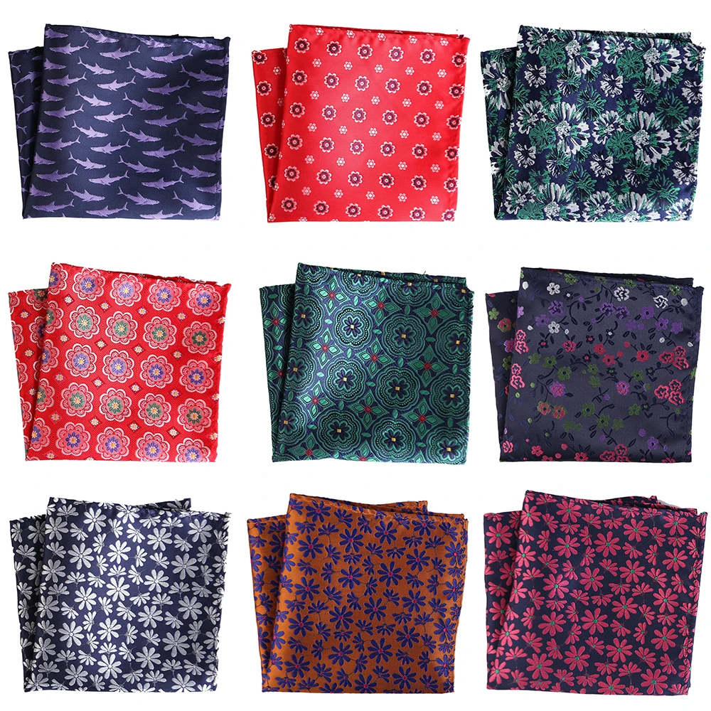 Tailor Smith Luxury Men\'s Handkerchief Floral Polka Dot Woven Hankies Microfiber Hanky Business Pocket Square Chest Towel 25cm