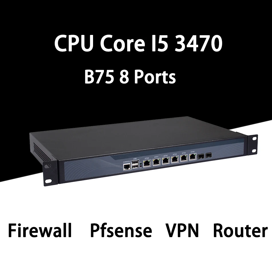 HUNSN Firewall,VPN,1U 19 Inch Rackmount,Mikrotik,Pfsense,Intel G2020/I3/I5/I7,RS10,Network Appliance,6LAN/2SFP/2USB/COM/VGA/Fan