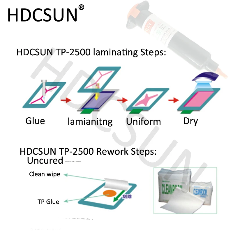 tp-2500 UV Glue LOCA Liquid Optical Clear adhesive 5ml tp2500 +UV cutting light for iPhone Samsung glass lens Repair Wholesale