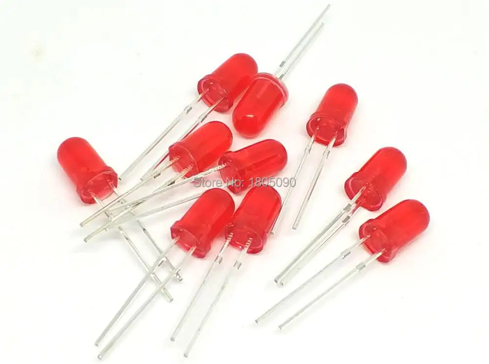 5mm led red 100pcs F5 LED 5MM Red DIP2 short legs 5mm led Red  