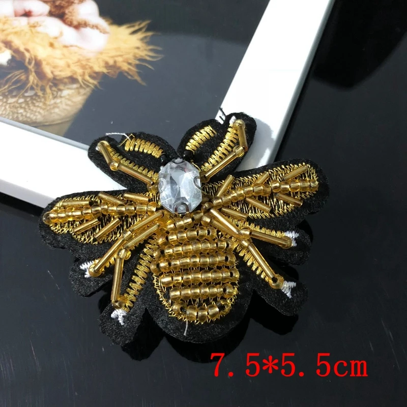 Manuale nail bead paillettes patch stick insect applique zona del ricamo abbigliamento decorazione ape patch Nail perline cucito a mano