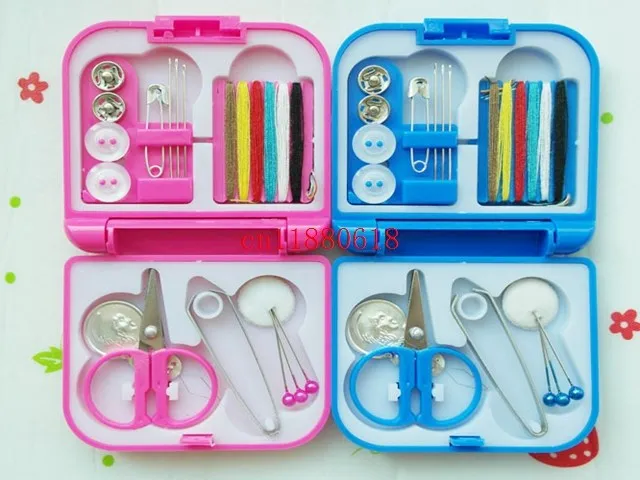 200sets/lot Free Shipping New Arrival Portable Mini Travel Sewing Kits Box Color Threads Home DIY Pin Needle Tools Set