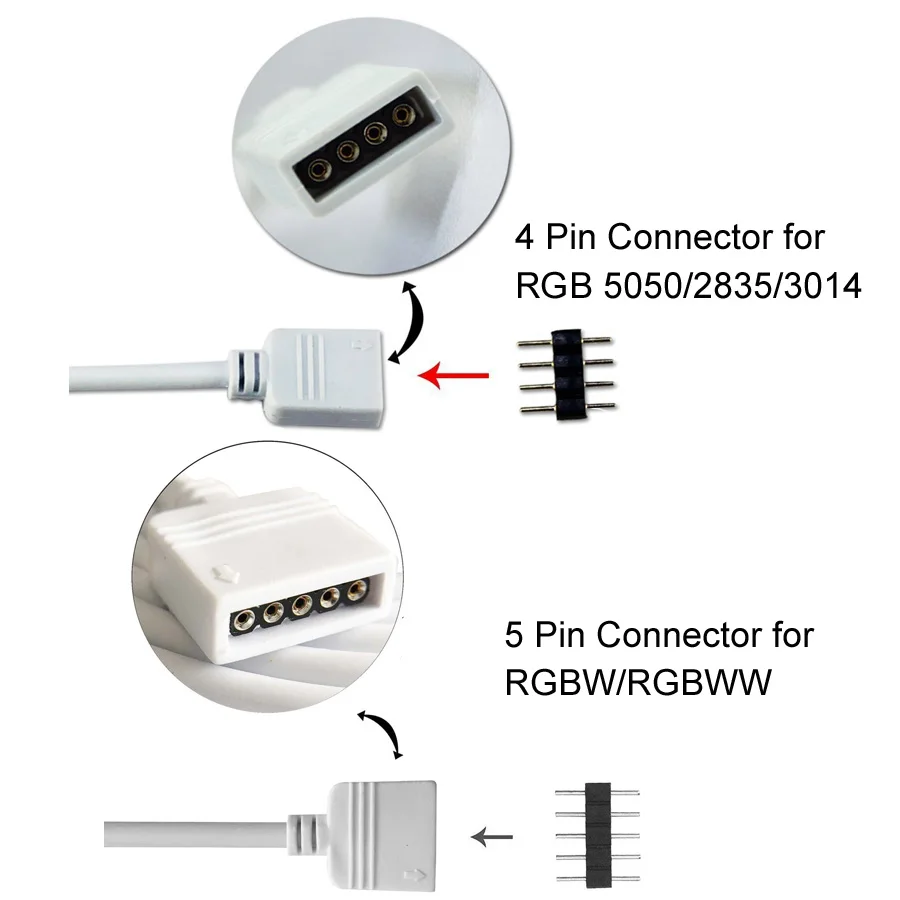 RGB Connector Lighting Accessories 4 Pin 5 Pin RGB / RGBW 1to2  1to3 1to4 Female LED RGB Splitter Cable For 5050 2835 LED Strip