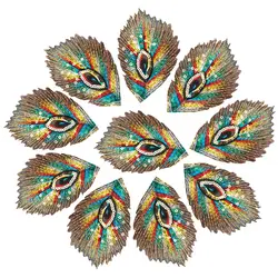 10PCS piume di pavone arcobaleno Phoenix paillettes maglia ricamata cucire ferro sulle toppe distintivi per abito Appliques fai da te decorazione