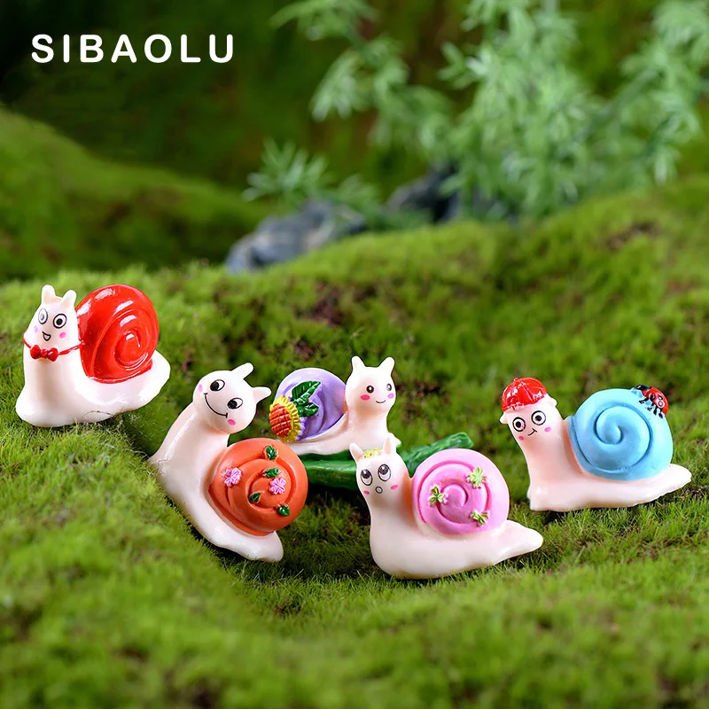 Colorful Snail Garden Miniature Figurine Cartoon Animal Home Decor Decoration Cake mini fairy garden ornament toy