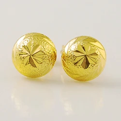 New Arrival 24k Gold Color Filled Mushroom Round Stud Earrings For Women Fashion Jewelry Birthday Gift