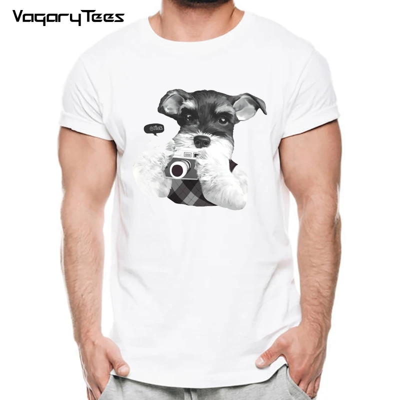 Schnauzer dog dream T shirt men Funny tee Schnauzer with Camera shirt fashion brand top tees 2022 new summer gift top tees