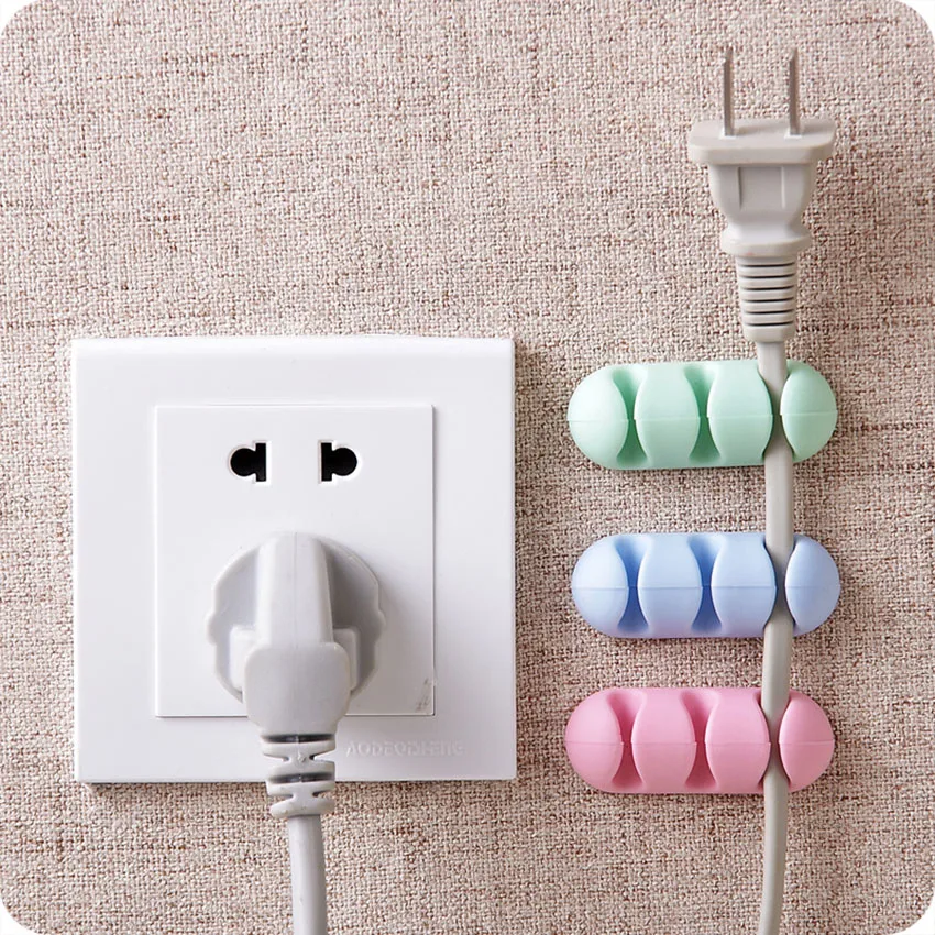 2pcs/lot Self-adhesive Cable Clip Desktop USB Cord Wire Fixing Organizer Charger Line Sticky Clamp Wall-mounted Plug Placement