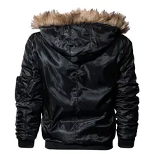 Men's Winter Padded Coat with Faux Fur Hood #3