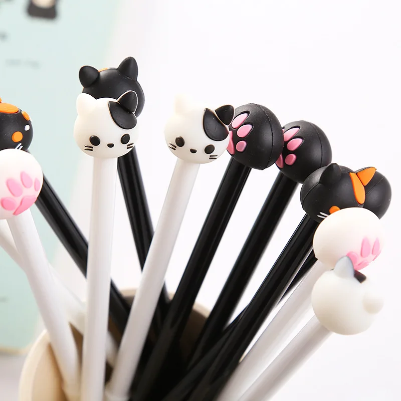 Kawaii Cartoon Cat 0.5mm Gel Pen Black Ink Marker School Office Supply Student Exam Writing Stationery Store Promotion Gift