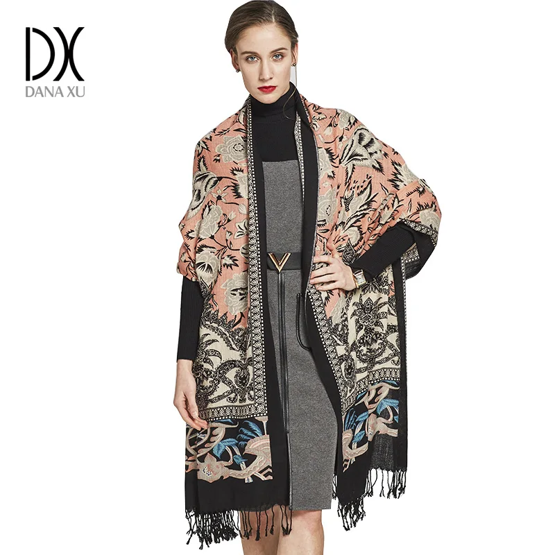 Fashion Scarves and Shawls Women Luxury Brand Large Pashmina Warm Wool Winter Poncho Blanket Shawl Cashmere Hijabs Wrap 2017