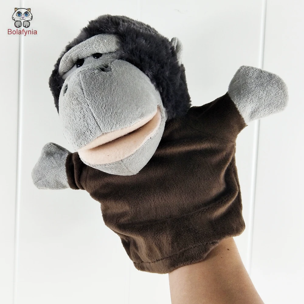 Children Hand Puppet Plush Stuffed Toy Black Orangutan With Big Mouth