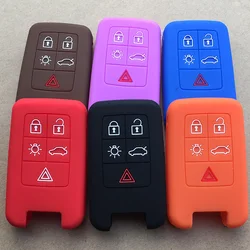 Silicone Car Key Cover Case For Volvo XC60 S60 2012 Car Key 5 Button Remote key  Auto Keychain Protection Accessories Ring