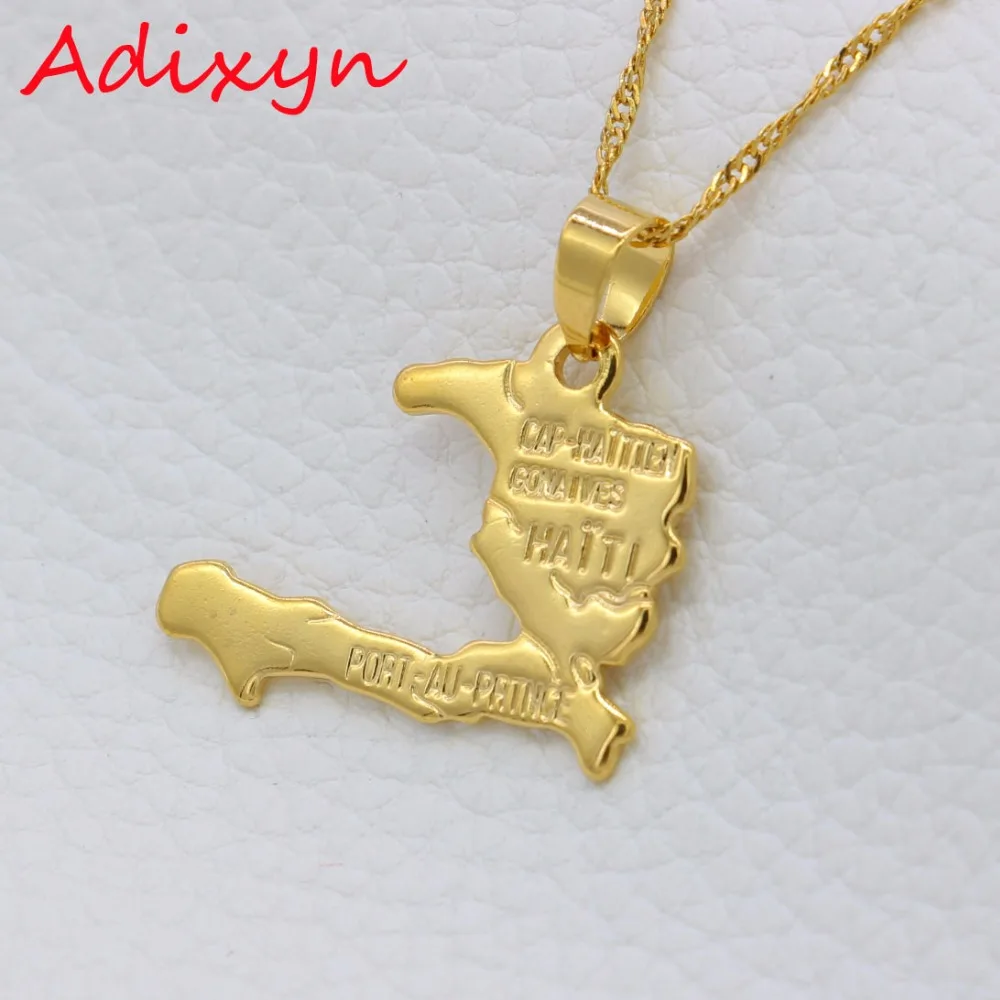 Adixyn Haiti Map Necklace Pendants for Women/Girls,Ayiti Gold Color Jewelry Gifts Map of Haiti N11305