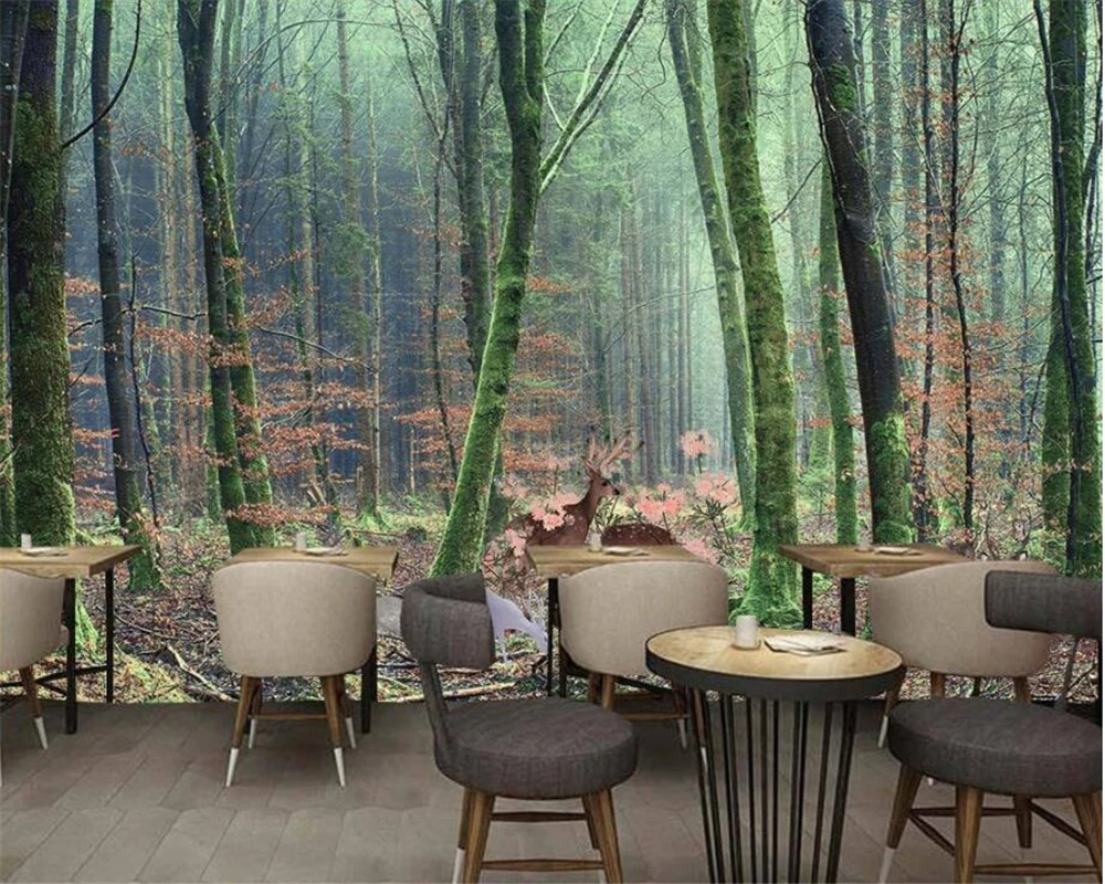 

beibehang Custom wallpaper mural large forest Elk nature landscape background wall painting papel de parede 3d wallpaper behang